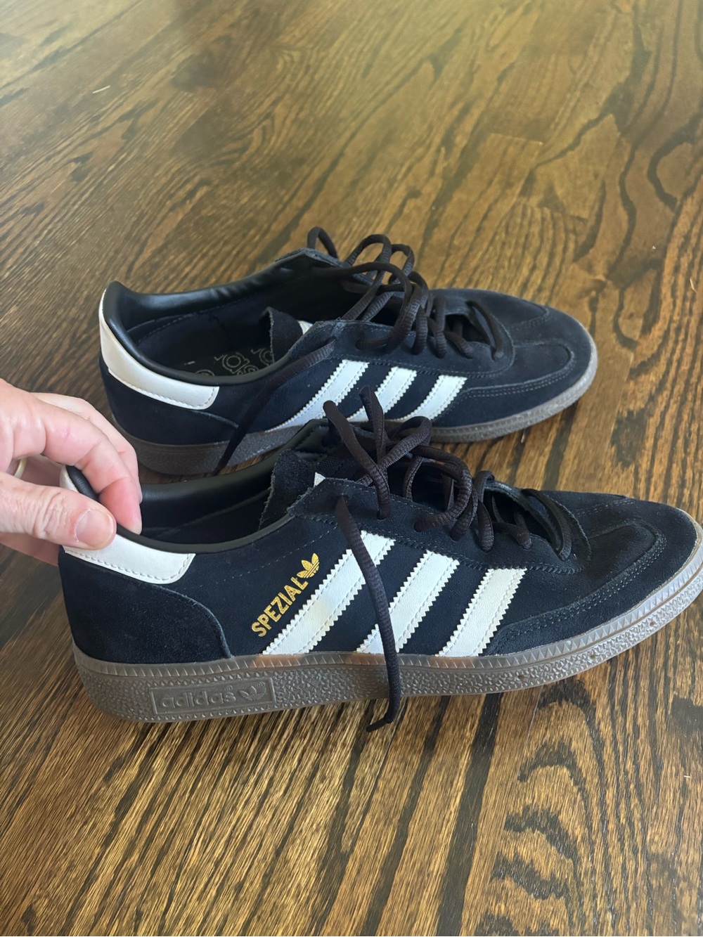 adidas Handball special Originals Black Suede & White Stripe Sneakers men’s 9